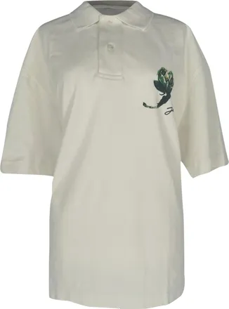 Jacquemus Printed Polo Shirt in White Cotton