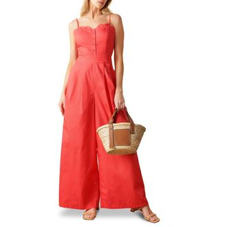 Flying Tomato Solid Wide Leg Jumpsuit in Coral at Nordstrom Rack, Size Large