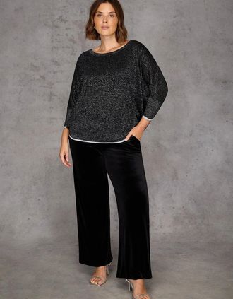 Live Unlimited London Womens Black Sparkle Knit Jumper - Black/Multi - Size: 22