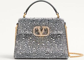 Valentino Garavani Valentino Garavani Mini Vsling Handbag With Rhinestones And Jewel Logo Wo