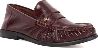 Dune London Womens Ladies Grisella - Leather Slip On Ruched Toe Loafers - Burgundy Suede - Size UK 7