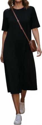 Eileen Fisher Short Sleeve Midi Dress In Black