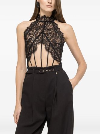 Nissa sequin lace bodysuit - women - Polyester/Spandex/Elastane/Polyamide - 36 - Black