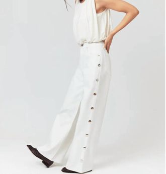 Habitual Womens Gemma Studded Wide Leg Slouch Pants In White