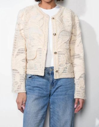 Greylin Sutton Open Crochet Cardigan In Cream