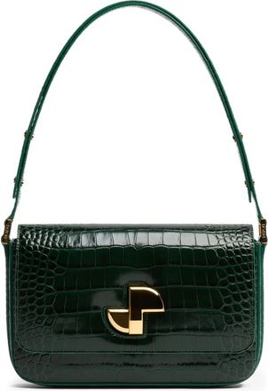 Patou Borsa tote Le Lock con effetto coccodrillo - Verde