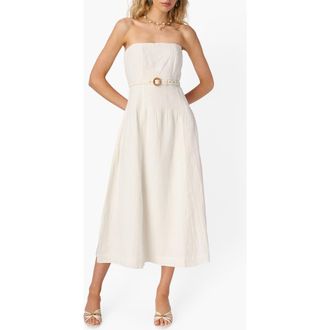 Cami NYC Yena Strapless Linen Dress in Macadamia at Nordstrom, Size 00