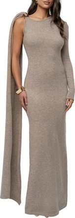 JLUXLABEL Aniza Drape Long Sleeve Maxi Dress in Beige at Nordstrom, Size X-Large