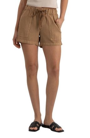 Kut from the Kloth Katana Drawstring Linen Blend Shorts in Wood at Nordstrom, Size X-Small