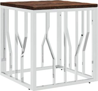 vidaXL Vidaxl - Mesa de centro acero inoxidable y madera reciclada plateada