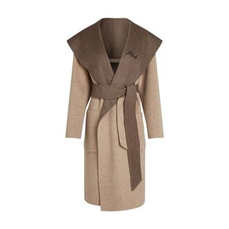 Karl Lagerfeld Belted Coats, female, Brown, Size: M Reversible Soft Coat