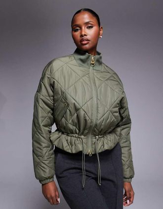 Barbour Pagan - Giacca trapuntata stretta in vita kaki-Verde