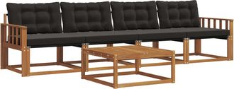 vidaXL Conjunto De Sof&aacute;s De Exterior 5 Uds. Natural Y Negro Vidaxl