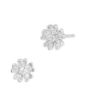 Savvy Cie Jewels Silver Cz Small Flower Stud Earrings