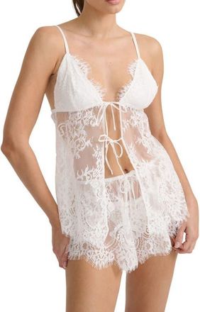 Kat The Label Emerson Lace Tap Shorts in Ivory at Nordstrom, Size Large