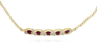Gemondo Classic Style Five Ruby & Diamond Twisted Bracelet in 9ct Yellow Gold