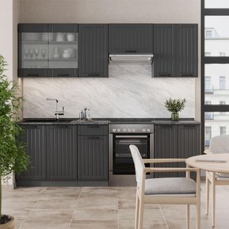 Vicco Mueble De Cocina Fame-line, Gris Oscuro, 240 Cm Sin Encimera, Vicco