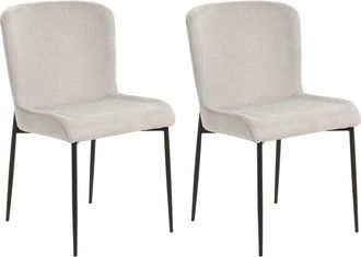 Beliani Set Di 2 Sedie Da Pranzo In Tessuto Poliestere Con Texture A Maglia Grigio Chiaro Ada