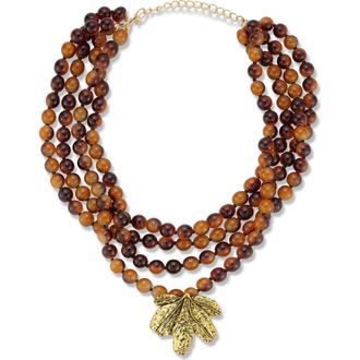 Sphera Milano Beaded Layered Statement Necklace in Gold/red at Nordstrom Rack