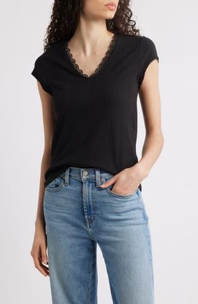 Wit & Wisdom Variegated Rib Knit Top in Black at Nordstrom, Size X-Small