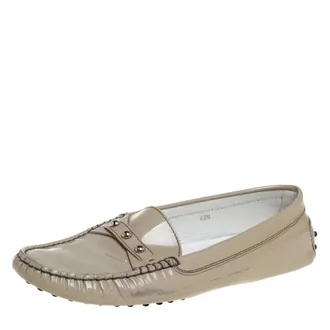 Tod's Tods Grey Patent Leather Slip On Loafers