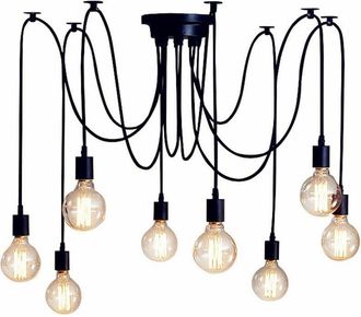 OEM Lustre Suspensi&oacute;n 8 Brazos E27 - Cable Ajustable Hasta 2,0 M - Estilo Retro Industrial - Para Sal&oacute;n Comedor Cocina - 1 Unidad