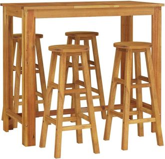 vidaXL Mesa Y Taburetes Altos De Jard&iacute;n 5 Pzas Madera Maciza Acacia Vidaxl