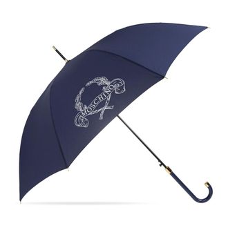 Moschino Accessoires, unisex, Blauw, ONE Size, Leer, Logo Paraplu