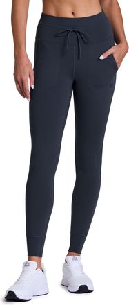 Avalanche Womens Fleece Lined Legging with Drawstring Waistband, Fitted Jogger Squat Proof Hiking Legging with Pockets, Outer Space Navy, XS