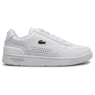 Lacoste T Clip Leather Synthetic Womens Comfort Trainers - White White - Size:UK 6.5