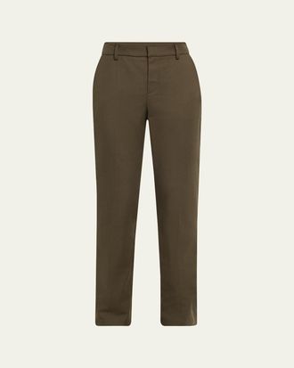 Brunello Cucinelli Cotton Stretch Slim-Leg Cigarette Pants With Slits
