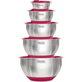 Viking 10-Piece Stainless Steel Mixing Bowl Set with Lids in Red at Nordstrom Rack