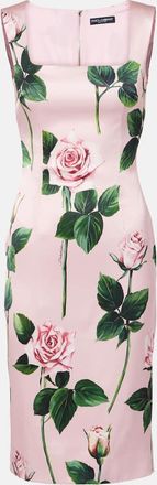 Dolce & Gabbana Abito midi in raso con stampa floreale