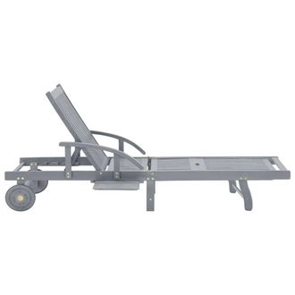 Berkfield Home Garden Sun Lounger Grey Solid Acacia Wood