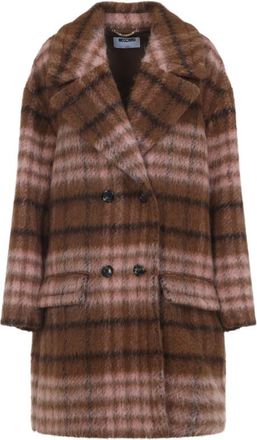 Moschino Brown Double-breasted Check Coat