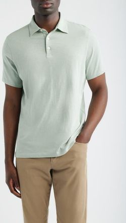 Robert Barakett Brightwood Slub Cotton Polo in Aqua Green at Nordstrom, Size Xx-Large
