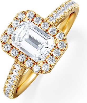 The Diamond Store Annabelle Lab Diamond Halo Engagement Ring in 18K Gold 1.65ct F/VS1