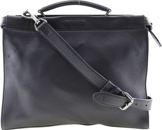 Fendi Peekaboo Iconic Fit Bag Leather Black Leather Briefcase Bag (Pre-Owned)