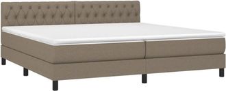 vidaXL Vidaxl - Cama Box Spring Con Colch&oacute;n Tela Gris Taupe 200x200 Cm