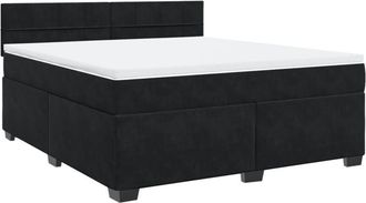 vidaXL Cama Box Spring Con Colch&oacute;n Terciopelo Negro 180x200 Cm Vidaxl