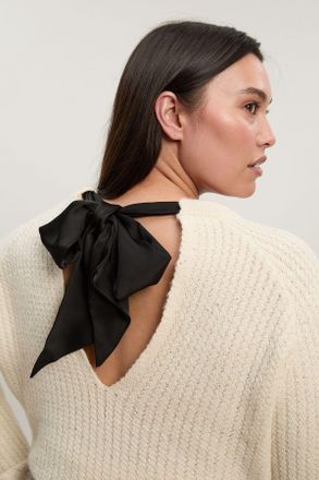 Karen Millen Womens Plus Size Sequin Knit Tie Bow Jumper - Monochrome Multi - Size X-Large