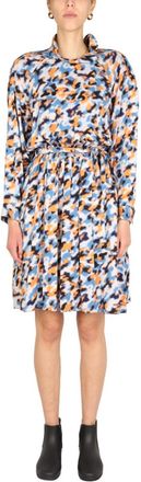 Kenzo Multicolor Abstract Mock Collar Dress