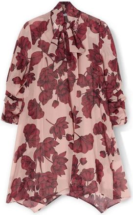 Motivi Bloemenjurk in Cr&ecirc;pe stof - Dames - Korte kleedjes - Roze - XS - Polyester - Kleedjes