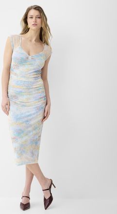 Icone Womens Ruched micromesh midi dress