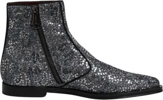 Dolce & Gabbana Dark Gray Cotton Sequined Chelsea Boots Mens Shoes