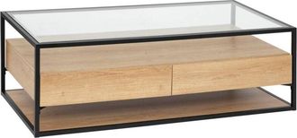 Atmosphera Atmosphera - Mesa de centro Aldea beige 2 cajones 120x60x40cm créateur dintérieur