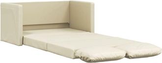 vidaXL Sofá cama de suelo 2 en 1 cuero sintético crema 112x174x55 cm Vidaxl