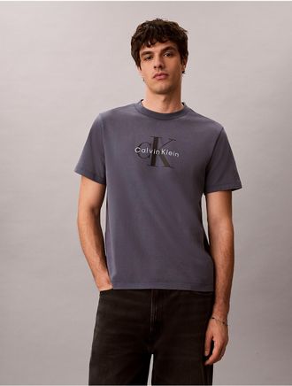 Calvin Klein Jeans Calvin Klein Mens Acid Wash Monologo Tee - Blue - 2XL
