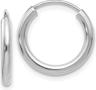 Diamond2Deal 10k White Gold Round Endless Hoop Earrings 0.61g