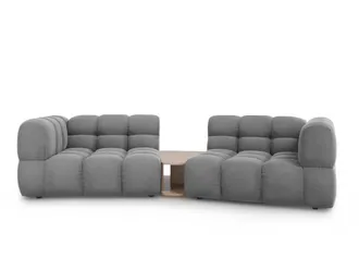 Cosmopolitan Design Sof&aacute; modular 2 plazas de terciopelo gris claro
